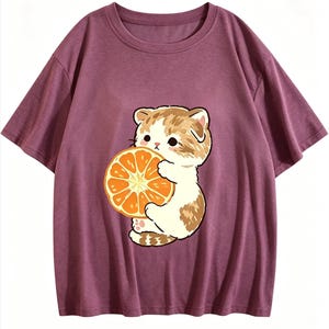 MorningStitch Hello Kitty T-Shirt, Womens Casual Kitty Graphic Top, Sanrio Inspired Shirt Hemp Red