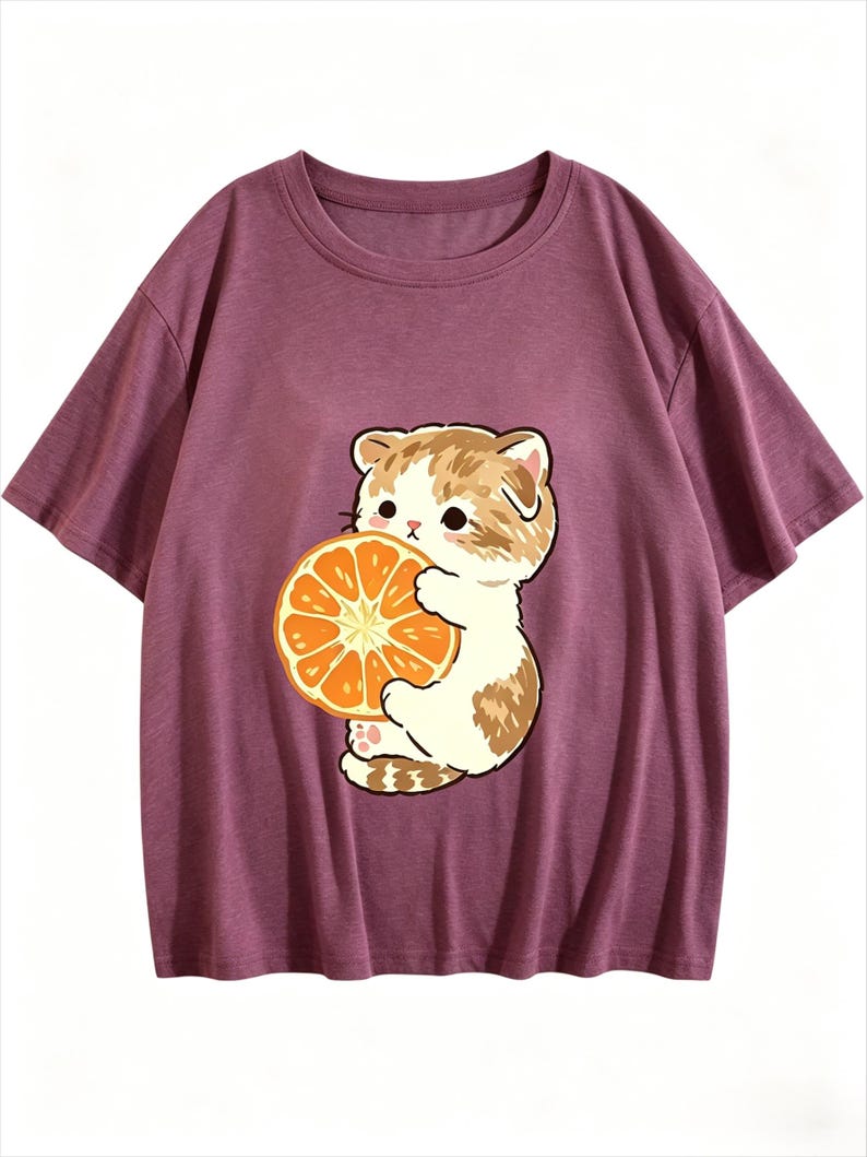 MorningStitch Hello Kitty T-Shirt, Womens Casual Kitty Graphic Top, Sanrio Inspired Shirt Hemp Red