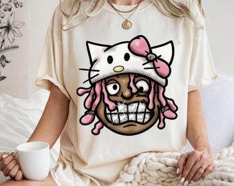 Lil Uzi Vert Trap Kitty Shirt, Retro 90s Hip Hop Tee, Hello Kitty Rapper Mashup, Edgy Kawaii Graphic Shirt, Gifts For Rap Lover