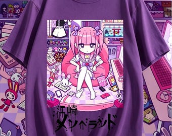 Yami Kawaii Menhera Otaku Girl T-Shirt | Harajuku Clothing, Kawaii Goth, Pastel Goth, Creepy Cute, Anime Tee, Japanese Streetwear