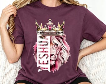 Gothic Lion King Shirt, Crown Lion Crewneck, Yeshua Lion Shirt, Christian Faith Shirt, Religious Tee, Dark Academia Shirt