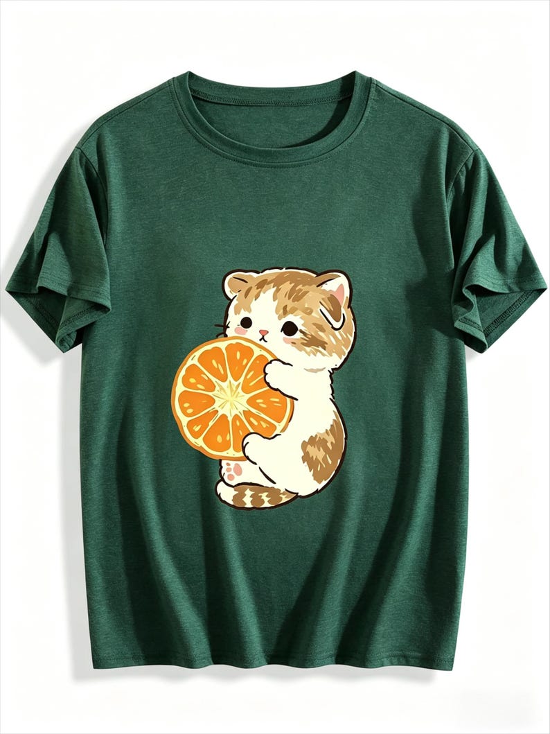 MorningStitch Hello Kitty T-Shirt, Womens Casual Kitty Graphic Top, Sanrio Inspired Shirt jade green