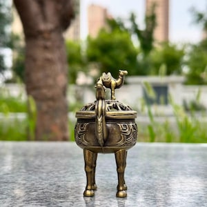 Kamelrökelsekare, ihålig metallpinnehållare, mini sandelträrökelsekar, bohemisk heminredning, meditationsaltaredekoration, present