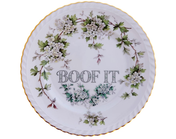 Customized Vintage Hawthorne Plate: "BOOF IT" Wall Art Catch-All Accessory