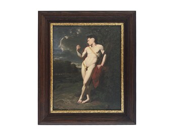 Saxon as Paris Original Art by Trophy Husband 11"x14" Canvas Board Print in Vintage Frame 15"x18"