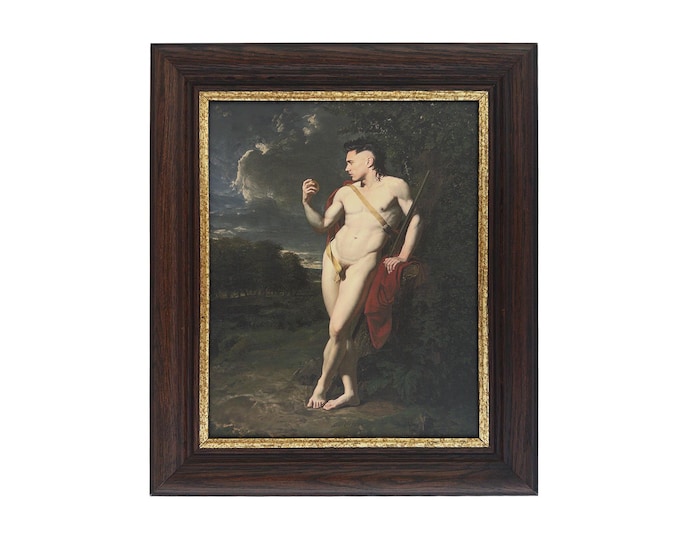 Featured listing image: Saxon as Paris Original Art by Trophy Husband 11"x14" Canvas Board Print in Vintage Frame 15"x18"