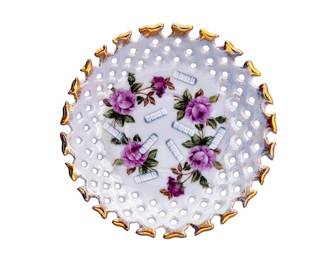 Xanny Bowl Customized Upcycled Reticulated Iridescent Porcelain Bowl 6" Unique Home accessory Catchall