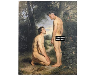 The "Supplicant" Original Art on Canvas Board Print Multiple Sizes MATURE MALE NUDE Free Shipping Worldride