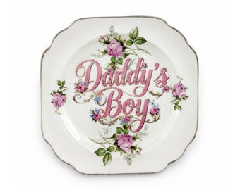 Daddy's Boy 8" Vintage China Gay Art Plate Home Decor