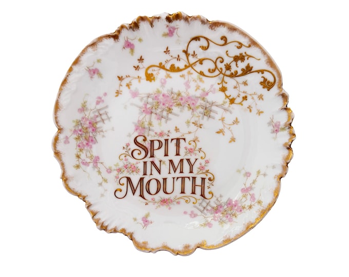 Spit In My Face 8" Antique Limoges France Porcelain Kitschy Wall Art Plate