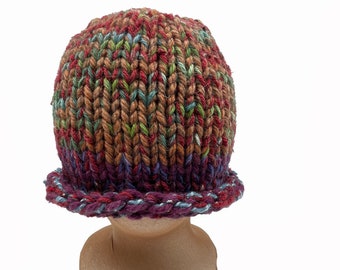 545 HARRISON ROLL HAT: muted soothing colors, winter warm, handknit,