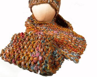 497 Hersey SCARF ONLY: rich colors, winter warm, handknit.