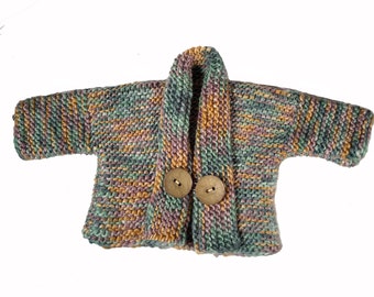 87 Quantabacook  a 6-9 mo Hand Knit Kiddie Kimono Sweater/Jacket like all the cool kids are talking about.