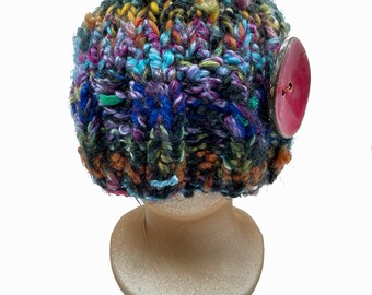 331 Linneus cap hat: black and orange and red and yellow and pink, oh my!