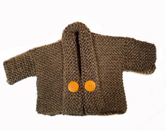 67 Rangeley: 6-9 mo Baby Kimono Sweater/Jacket...super warm, snuggly and machine wash and dryable!