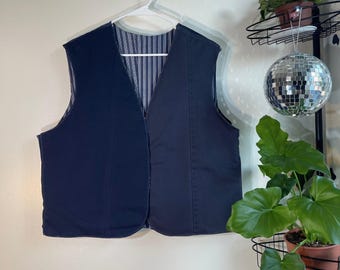 Chaleco de trabajo de algodón reciclado / Textil patchwork, Talla L