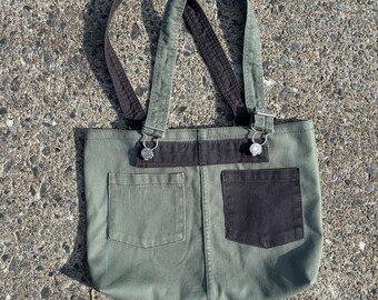 Bolso tote de mono reciclado / Bolso de mezclilla reutilizado / Bolso de hombro artesanal único