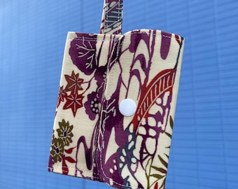 Kimono Fabric Card Wallet | Bingata Print Card Holder | Snap Closure | Japanese Fabric