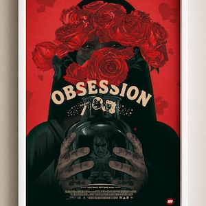 Obsession Poster Print, Dark Romance Wall Art, Red Rose Gothic Decor, Psychological Thriller Artwork, Modern Home Decor