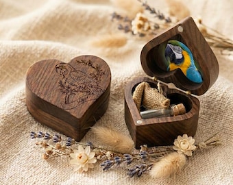 Personalized Bird Memorial Box, Custom Parrot Keepsake Box, Pet Bird Loss Gift, Macaw Memorial Gift, Engraved Bird Ashes Box