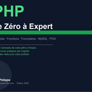 Learn PHP from Zero to Expert – Complete Guide PDF (French) | Variables, MySQL, OOP, Forms | Instant Download