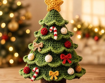 Christmas Tree Crochet Pattern PDF | Elegant Layered Amigurumi Ornaments | Advanced Beginner | 9 Inch Holiday Decor