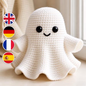 Ghost Crochet Pattern PDF | Cute Classic Amigurumi Ghost | Advanced Beginner | 5.5 Inch Halloween Plush Digital Download