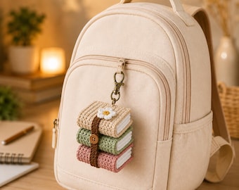 Crochet Book Stack Keychain Pattern PDF | Amigurumi Mini Book Bag Charm | Advanced Beginner Digital Download | 6-10cm