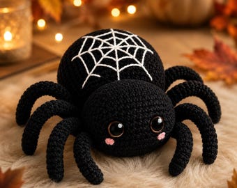Halloween Crochet Spider Pattern PDF | Kawaii Amigurumi Cutie Web Design | Advanced Beginner | 6-7 Inch