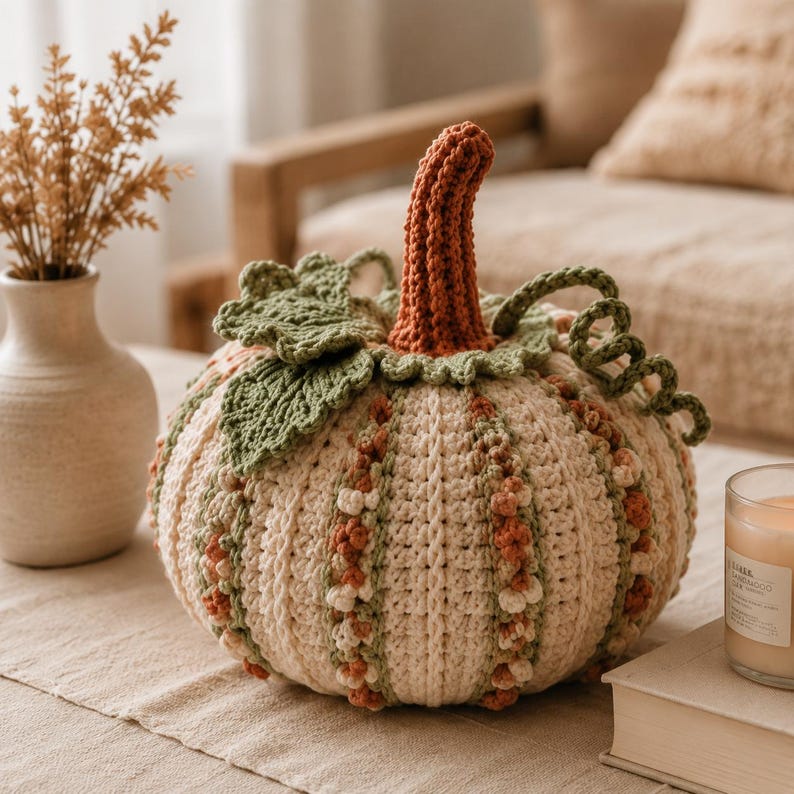 Virkat pumpamönster PDF | Elegant blommig korg med bubbelblommor | Avancerad nybörjare-mellannivå | 20 x 18 cm bild 4