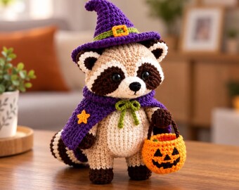 Witch Raccoon Crochet Pattern PDF | Woodland Halloween Amigurumi Pattern | Advanced Beginner | 6-7 Inch Digital Download Crochet Pattern