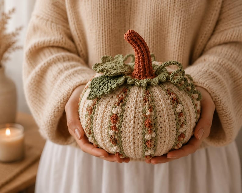 Virkat pumpamönster PDF | Elegant blommig korg med bubbelblommor | Avancerad nybörjare-mellannivå | 20 x 18 cm bild 6
