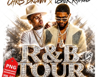 Design del pacchetto di file PNG per il tour R&B di Usher e Chris Brown del 2026 (download digitale)