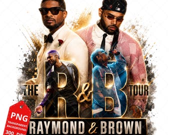 Design del pacchetto di file PNG per il tour R&B di Usher e Chris Brown del 2026 (download digitale)
