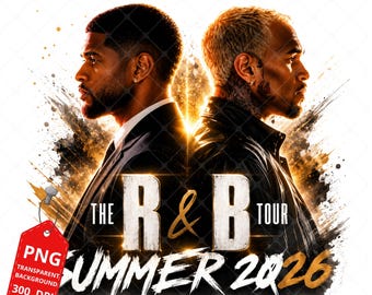 Design del pacchetto di file PNG per il tour R&B di Usher e Chris Brown del 2026 (download digitale)