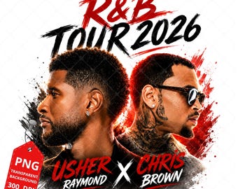Design del pacchetto di file PNG per il tour R&B di Usher e Chris Brown del 2026 (download digitale)