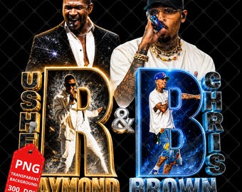 Design del pacchetto di file PNG per il tour R&B di Usher e Chris Brown del 2026 (download digitale)