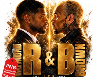 Design del pacchetto di file PNG per il tour R&B di Usher e Chris Brown del 2026 (download digitale)