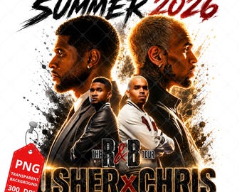 Design del pacchetto di file PNG per il tour R&B di Usher e Chris Brown del 2026 (download digitale)