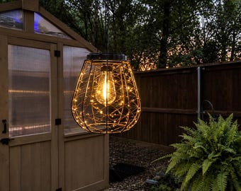 Pack of 2 Metal Hanging Solar Lantern | Outdoor Hanging Light | Waterproof Lanterns | Garden Decoration | Pathway Decoration Light