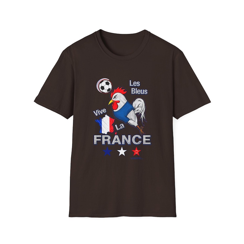 France World Cup T-Shirt 2026 | "Vive France" Les Bleus Rooster Football Tee Dark Chocolate
