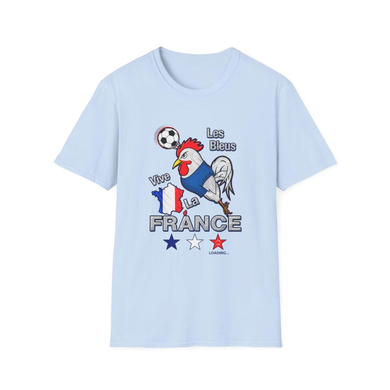 France World Cup T-Shirt 2026 | "Vive France" Les Bleus Rooster Football Tee Light Blue