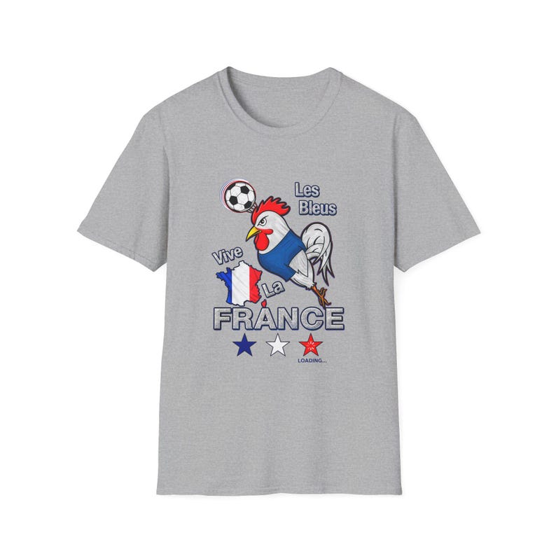 France World Cup T-Shirt 2026 | "Vive France" Les Bleus Rooster Football Tee Sport Grey