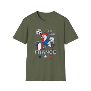 France World Cup T-Shirt 2026 | "Vive France" Les Bleus Rooster Football Tee Military Green