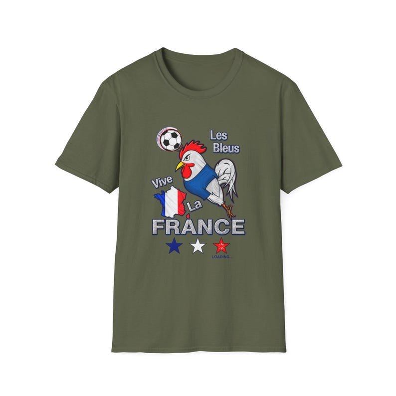 France World Cup T-Shirt 2026 | "Vive France" Les Bleus Rooster Football Tee Military Green