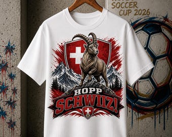 T-shirt WK 2026 Zwitsers | Hop Schwiiz! T-shirt met alpine steenbokschild