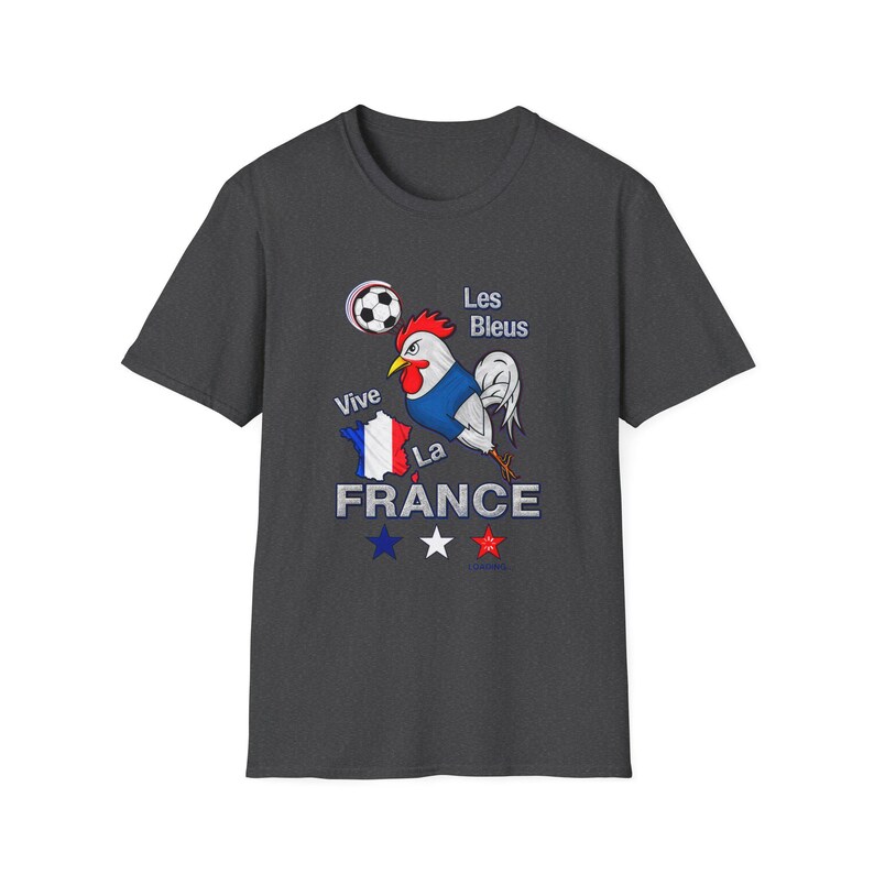 France World Cup T-Shirt 2026 | "Vive France" Les Bleus Rooster Football Tee Dark Heather