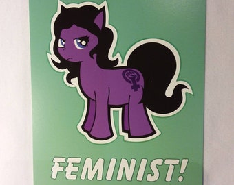 Feminist PONY Art Print Postcard, Political, Feminist, Activist, Protest. Progressive, packs available