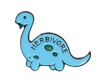 Herbivore Pin Enamel Badge - Vegetarian, Animal Rights Pin Political, Protest Riot Grrrl Pin, Vegan Pin, Dinosaur Pin