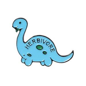 Herbivore Pin Enamel Badge - Vegetarian, Animal Rights Pin Political, Protest Riot Grrrl Pin, Vegan Pin, Dinosaur Pin